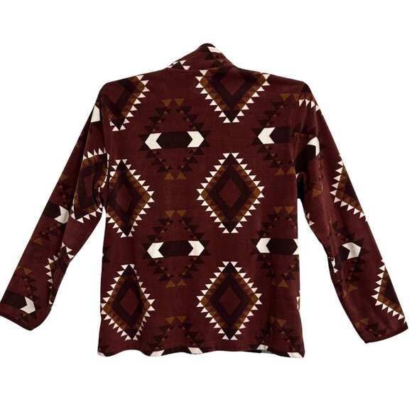 Sonoma Goods For Life Mens XXL Fleece Jacket Aztec Pattern Burgundy Western - Picture 3 of 9